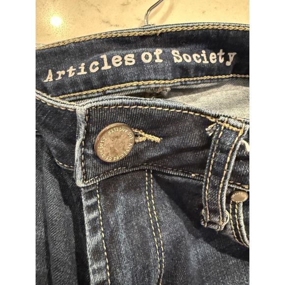 Articles of Society Dark Wash Skinny Jeans Raw Frayed Hem 24 Inseam - Picture 13 of 15